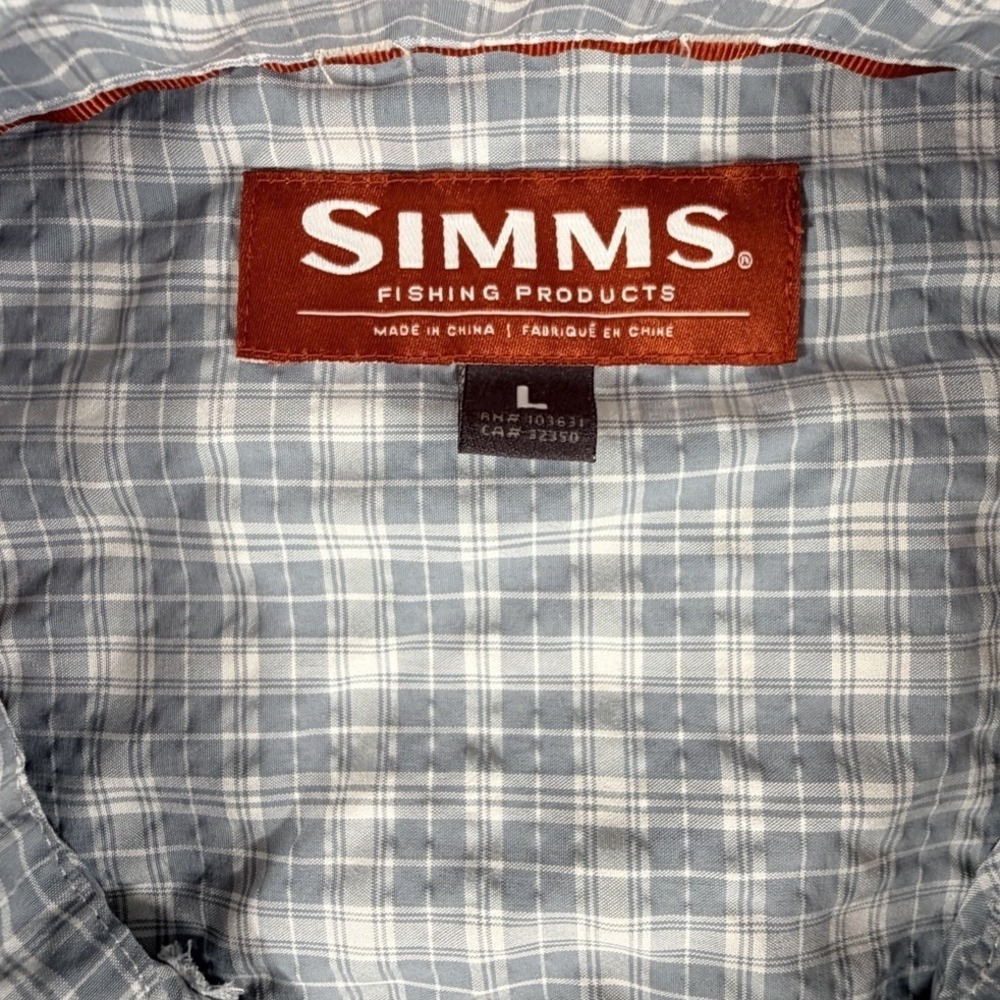 Simms Shirt Men's Size L Green Plaid Fishing Long Sleeve Button Up - Picture 2 of 8